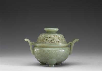 图片[2]-Jade incense burner with animal-mask pattern, Qing dynasty (1644-1911)-China Archive